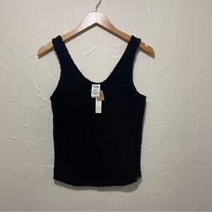 NWT Victoria’s Secret PINK black fuzzy knit tank top (small)